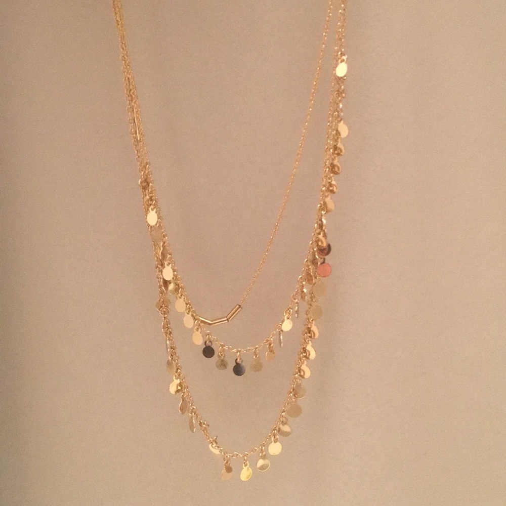 Layered gold choker necklace